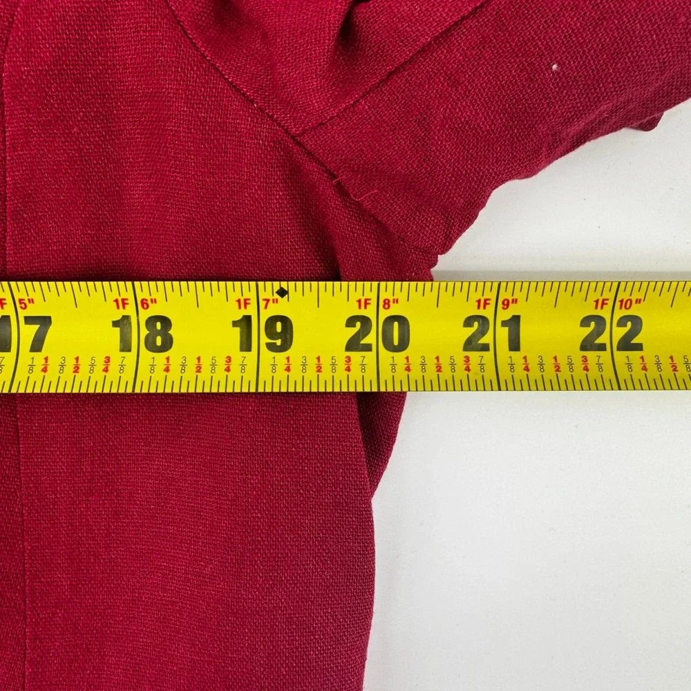 Bagatelle Collection Dark Red Linen Blend Collarless Blazer Jacket Womens L - Picture 9 of 11